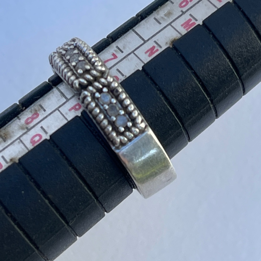 Vintage 925 Silver diamond ring band signed by designer SJ - Picture 6 of 13